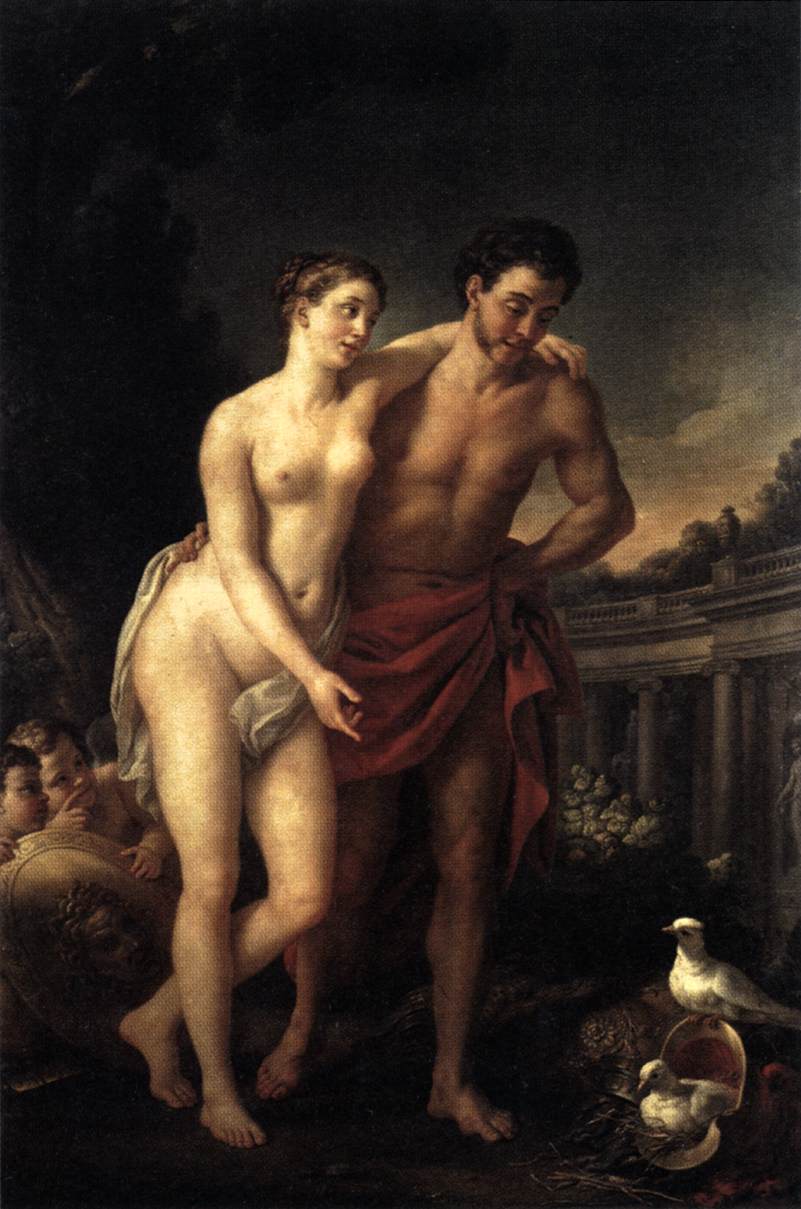 Venus Showing Mars Her Doves Making A Nest In His Helmet by Joseph-Marie Vien